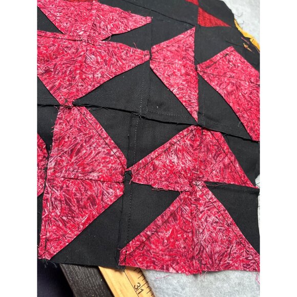 Quilt Blocks Patchwork Set of 20 Red/Yellow/Black Cotton Fabric Squares 10.5"x10 - Picture 4 of 6